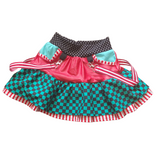 Girls Punk Skirt with Suspender Straps Christmas Candy Cane Ruffles Skirt Red White Green  toddlers big girl