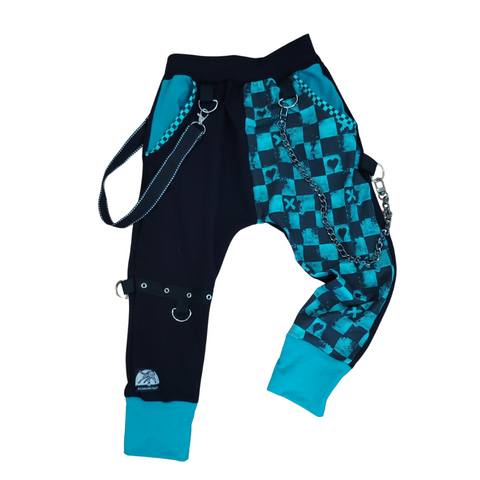 XO Jogger Kids Pants in Teal and Black or Charcoal Unisex Style