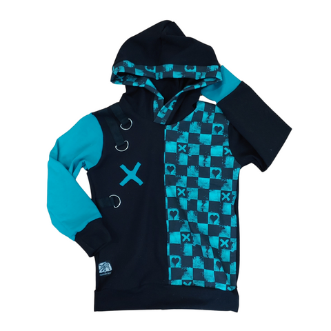 Big X Hoodie Shirt  Kids  in Charcoal or Teal Unisex Style