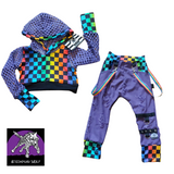 Rainbow Checks Crop Hoodie and Punk Pants with straps for Kids Pride