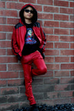 Red Thriller Jacket for Kids in  Vegan Leather Unisex Michael Jackson Fans